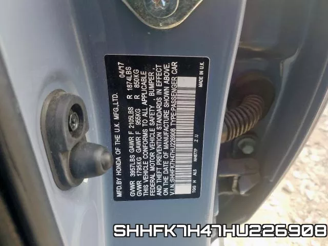SHHFK7H47HU226908 фото 2