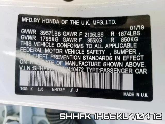 SHHFK7H66KU410472 фото 2