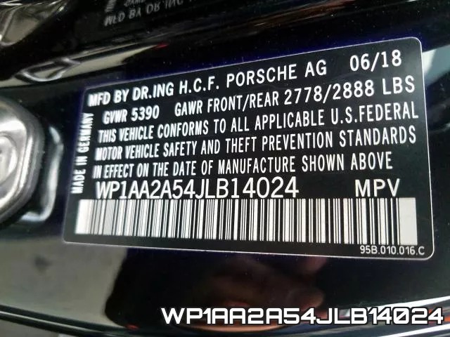 WP1AA2A54JLB14024 фото 2