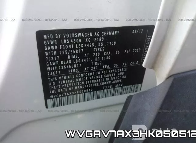 WVGAV7AX3HK050512 фото 10