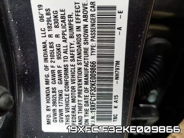 19XFC1F32KE009866 фото 2