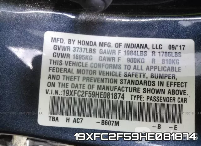 19XFC2F59HE081874 фото 10