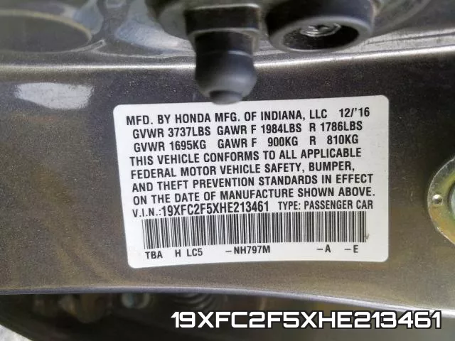 19XFC2F5XHE213461 фото 2