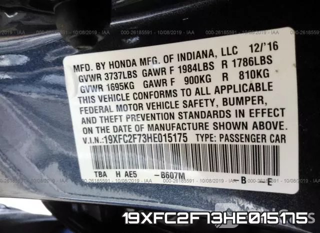 19XFC2F73HE015175 фото 10