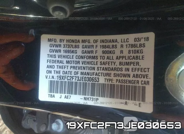 19XFC2F73JE030653 фото 10