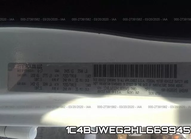 1C4BJWEG2HL669945 фото 10