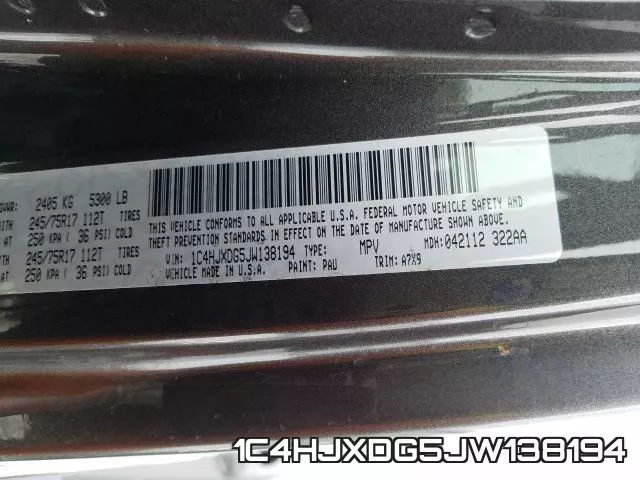 1C4HJXDG5JW138194 фото 2