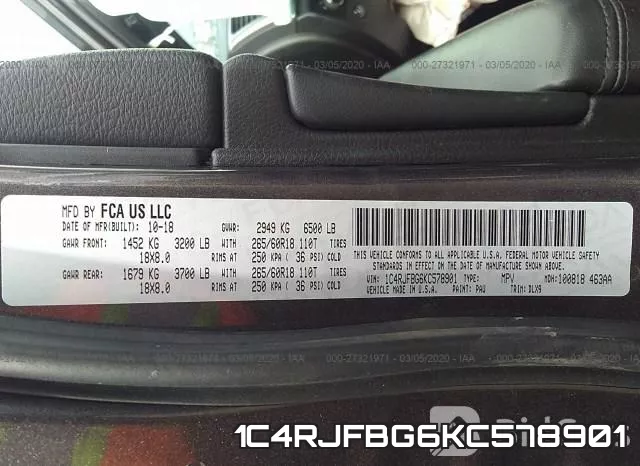 1C4RJFBG6KC578901 фото 10