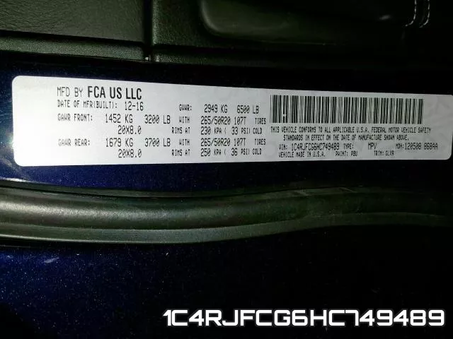 1C4RJFCG6HC749489 фото 2