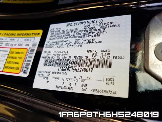 1FA6P8TH6H5248019 фото 2