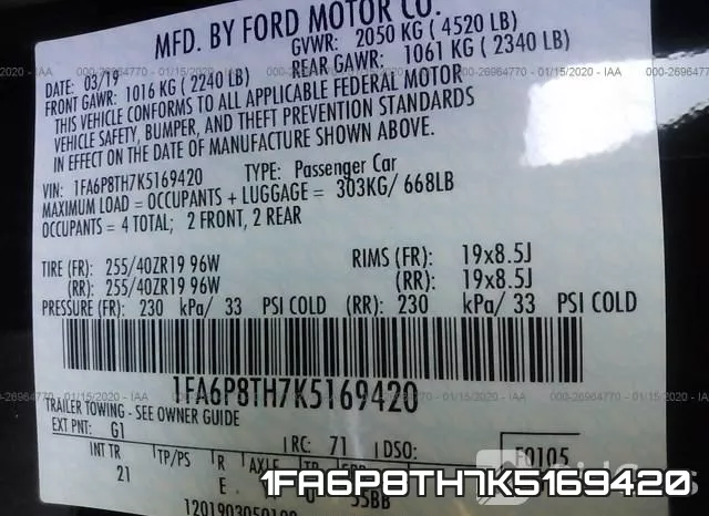 1FA6P8TH7K5169420 фото 10