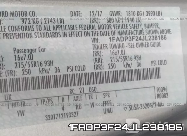 1FADP3F24JL238186 фото 10