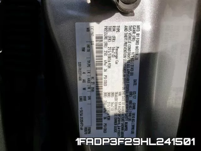 1FADP3F29HL241501 фото 2