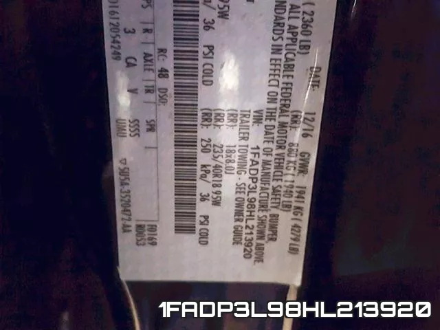 1FADP3L98HL213920 фото 2