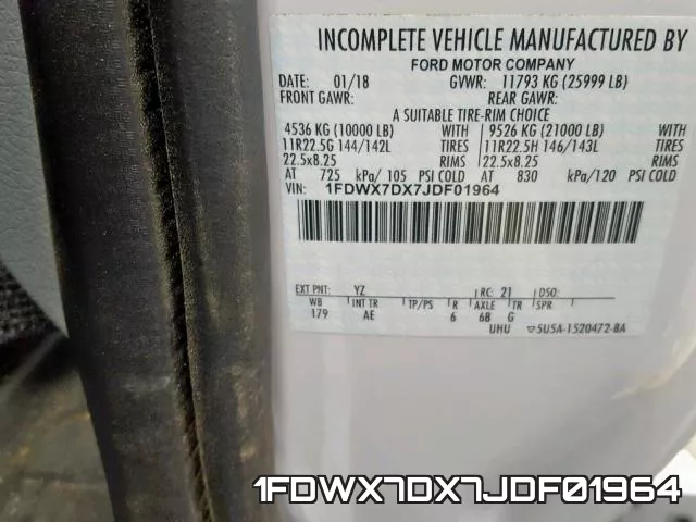 1FDWX7DX7JDF01964 фото 2