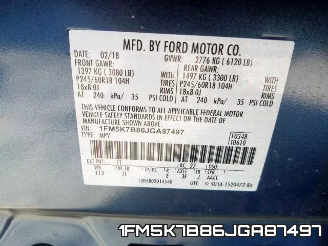 1FM5K7B86JGA87497 фото 2