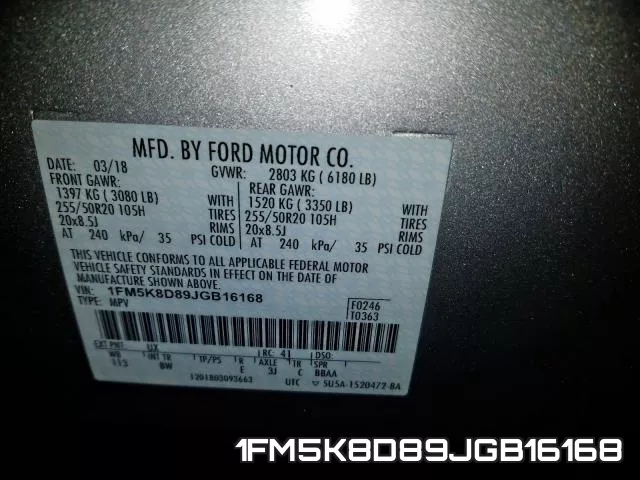 1FM5K8D89JGB16168 фото 2