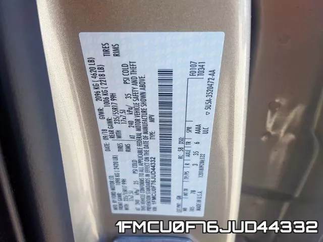 1FMCU0F76JUD44332 фото 2