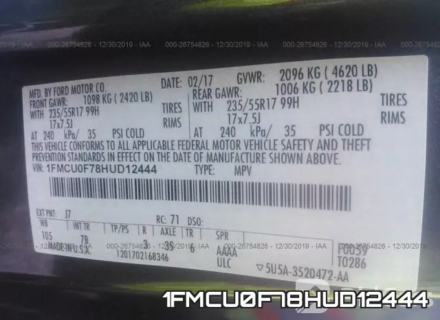 1FMCU0F78HUD12444 фото 10