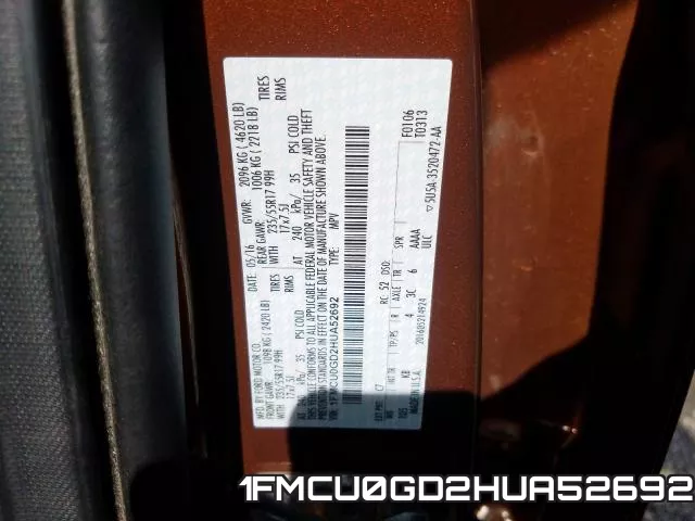 1FMCU0GD2HUA52692 фото 2
