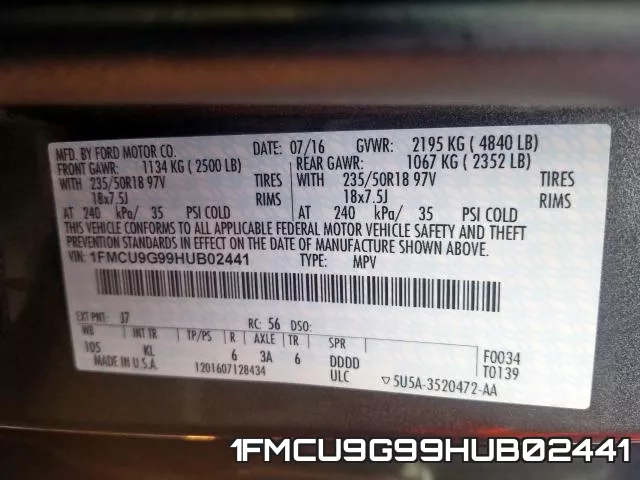 1FMCU9G99HUB02441 фото 2