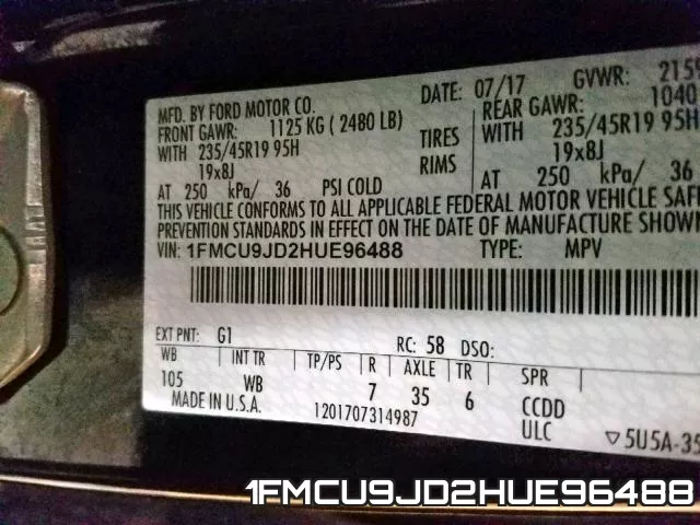 1FMCU9JD2HUE96488 фото 2