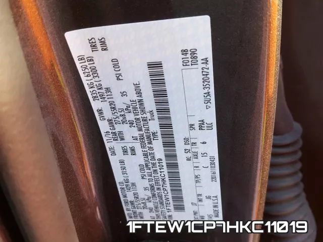 1FTEW1CP7HKC11019 фото 2