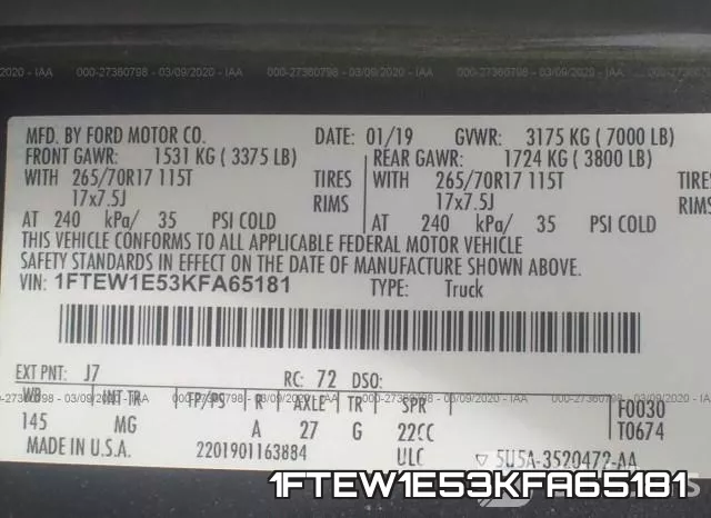 1FTEW1E53KFA65181 фото 10