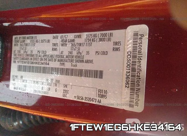 1FTEW1EG6HKE34164 фото 10
