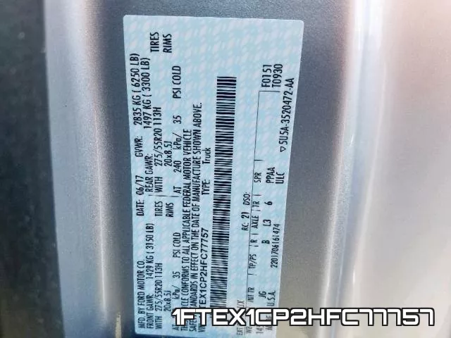 1FTEX1CP2HFC77757 фото 2