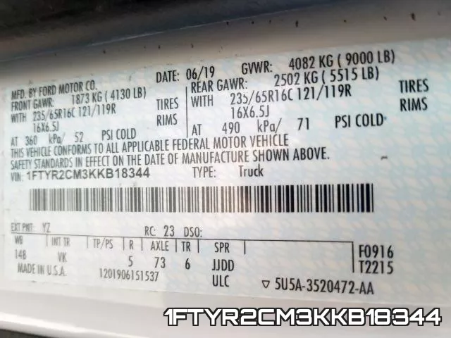 1FTYR2CM3KKB18344 фото 2