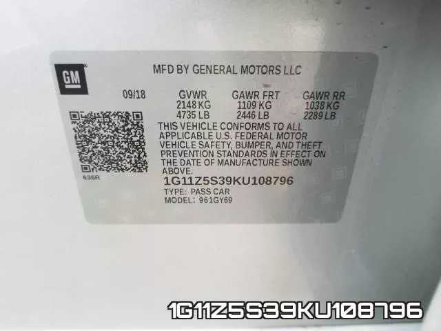 1G11Z5S39KU108796 фото 2