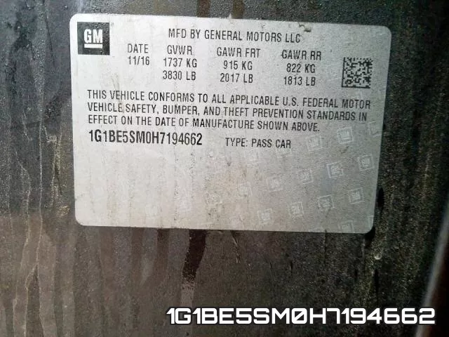 1G1BE5SM0H7194662 фото 2