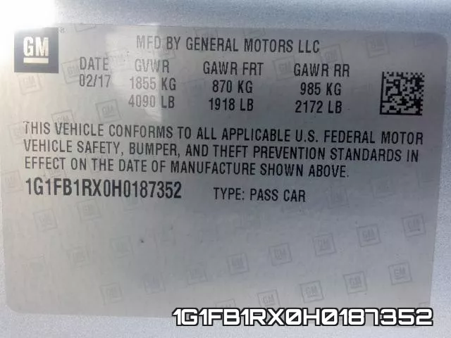 1G1FB1RX0H0187352 фото 2