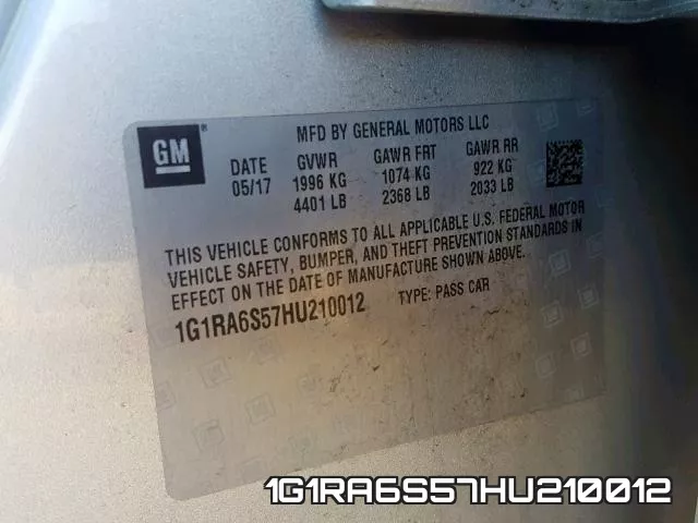 1G1RA6S57HU210012 фото 2