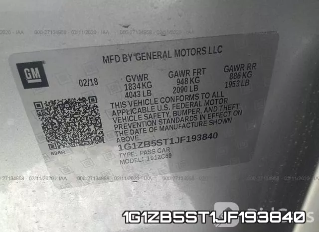 1G1ZB5ST1JF193840 фото 10