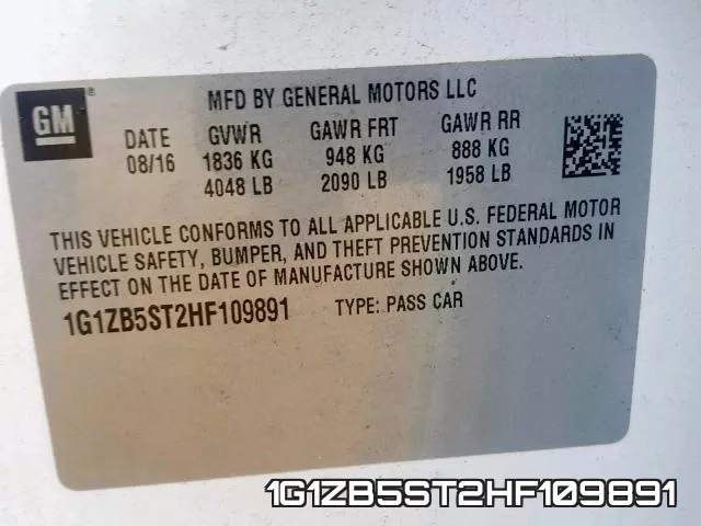 1G1ZB5ST2HF109891 фото 2