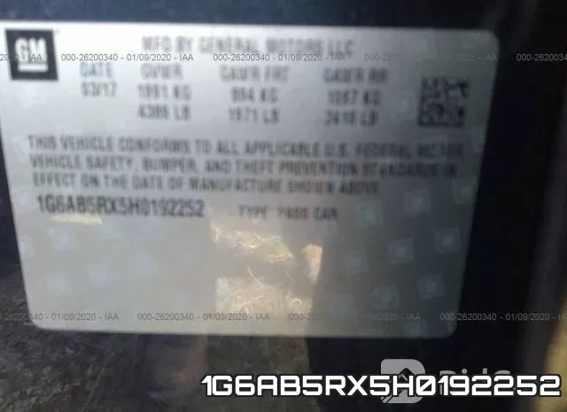 1G6AB5RX5H0192252 фото 10