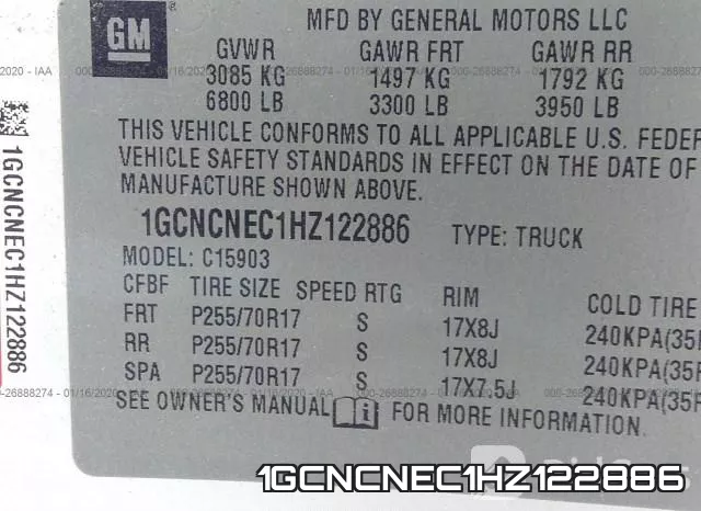 1GCNCNEC1HZ122886 фото 10