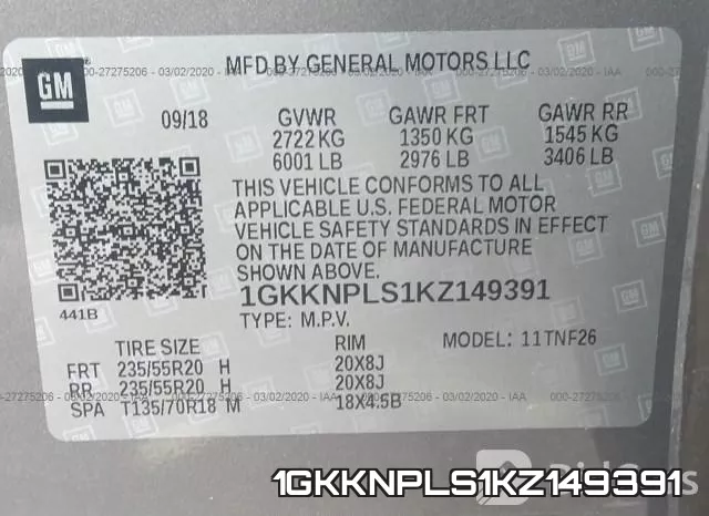 1GKKNPLS1KZ149391 фото 10