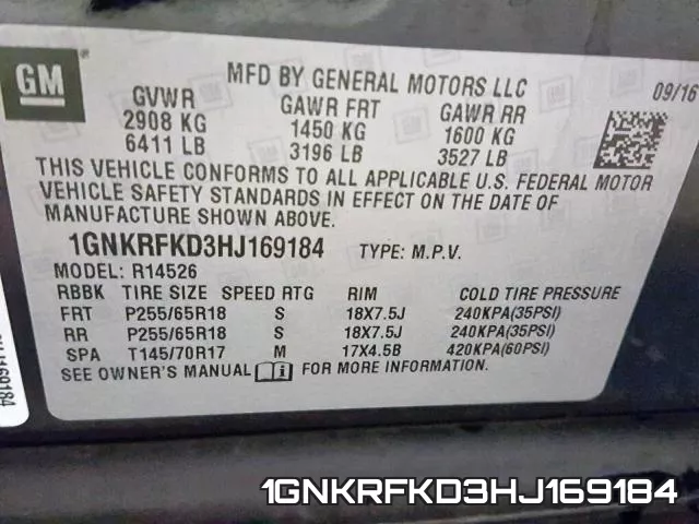 1GNKRFKD3HJ169184 фото 2