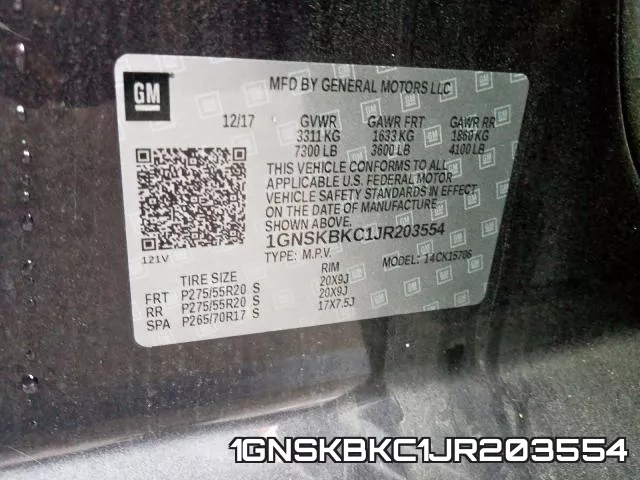 1GNSKBKC1JR203554 фото 2