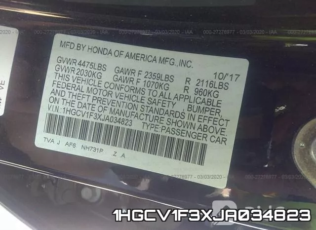 1HGCV1F3XJA034823 фото 10