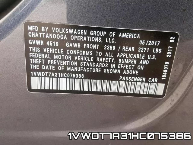 1VWDT7A31HC075386 фото 2