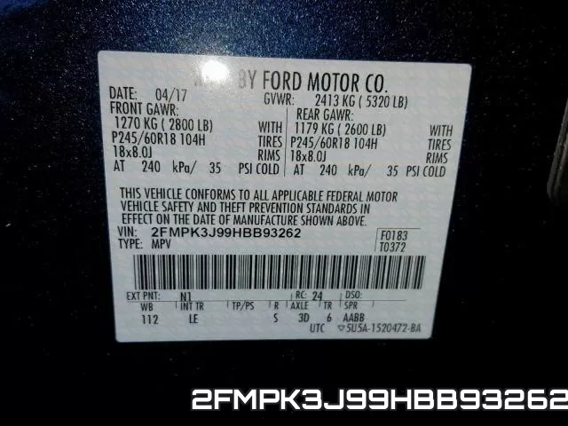 2FMPK3J99HBB93262 фото 2