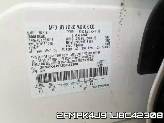 2FMPK4J97JBC42308 фото 2