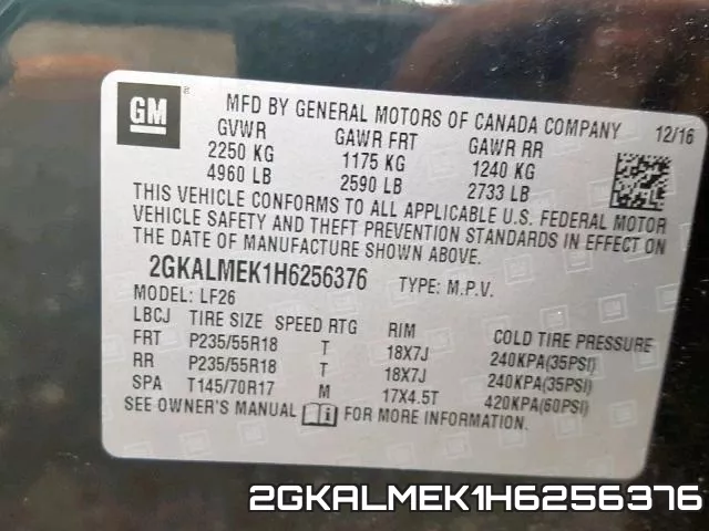 2GKALMEK1H6256376 фото 2