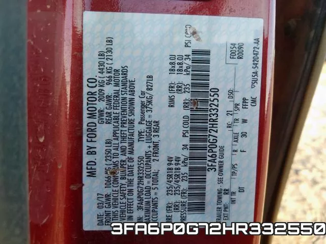 3FA6P0G72HR332550 фото 2