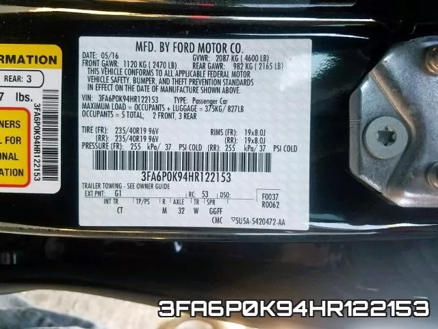 3FA6P0K94HR122153 фото 2