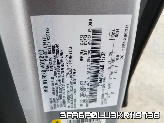 3FA6P0LU3KR119738 фото 2